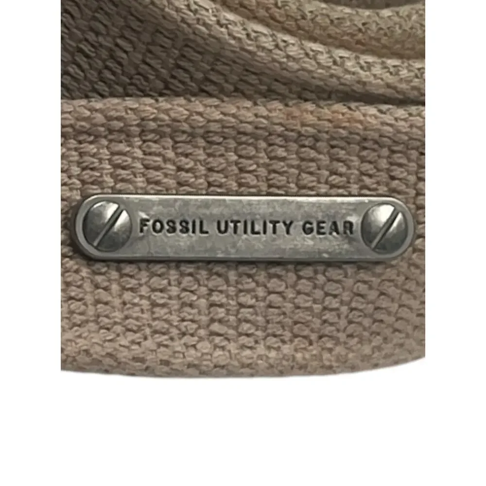 Fossil Utility Gear Men’s Canvas Belt Khaki Tan Leather Trim Size 40